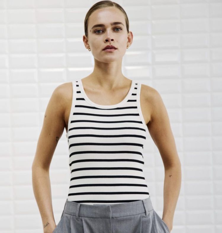 Wbldordi striped tank White black str