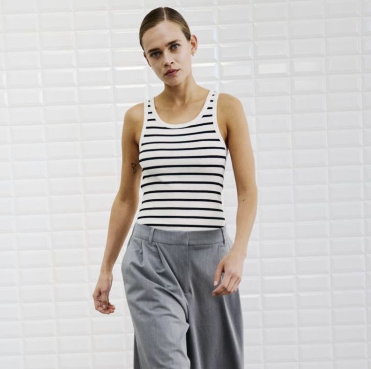 Wbldordi striped tank White black str