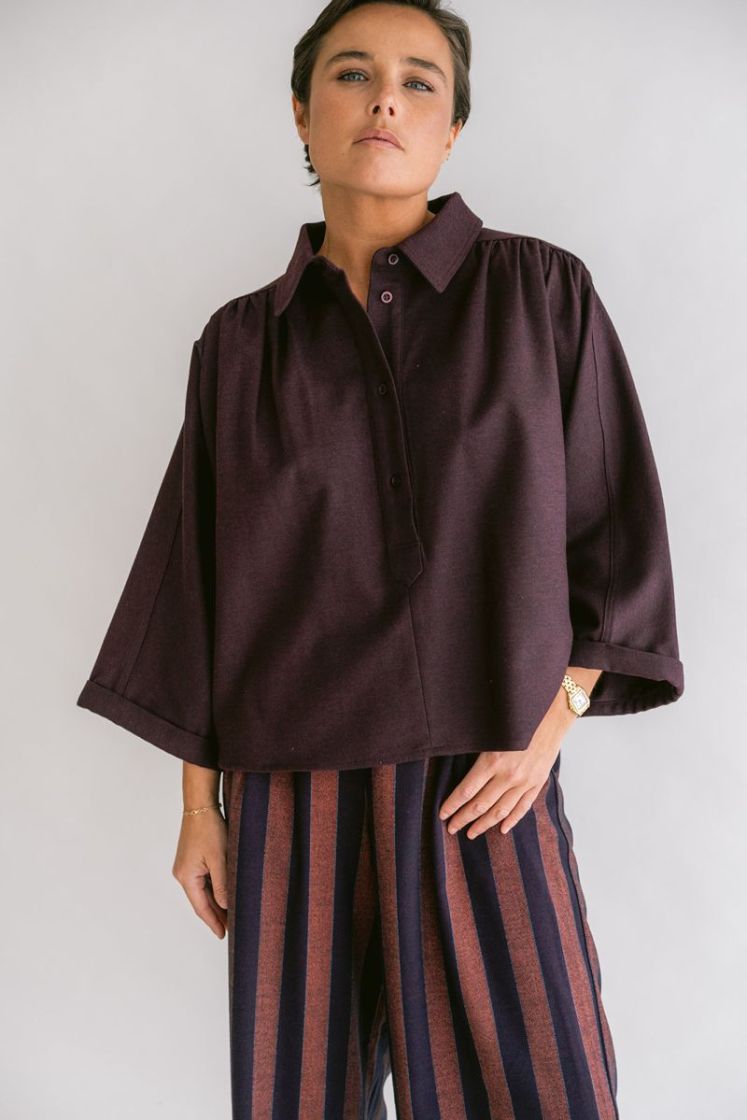 New Maya Blouse Solid Bordeau