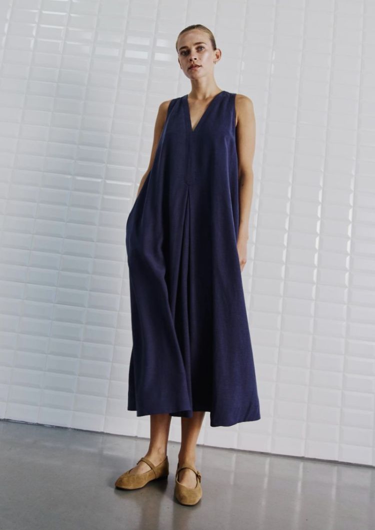 WBLIsolde SL Midi Dress Midnight Blue