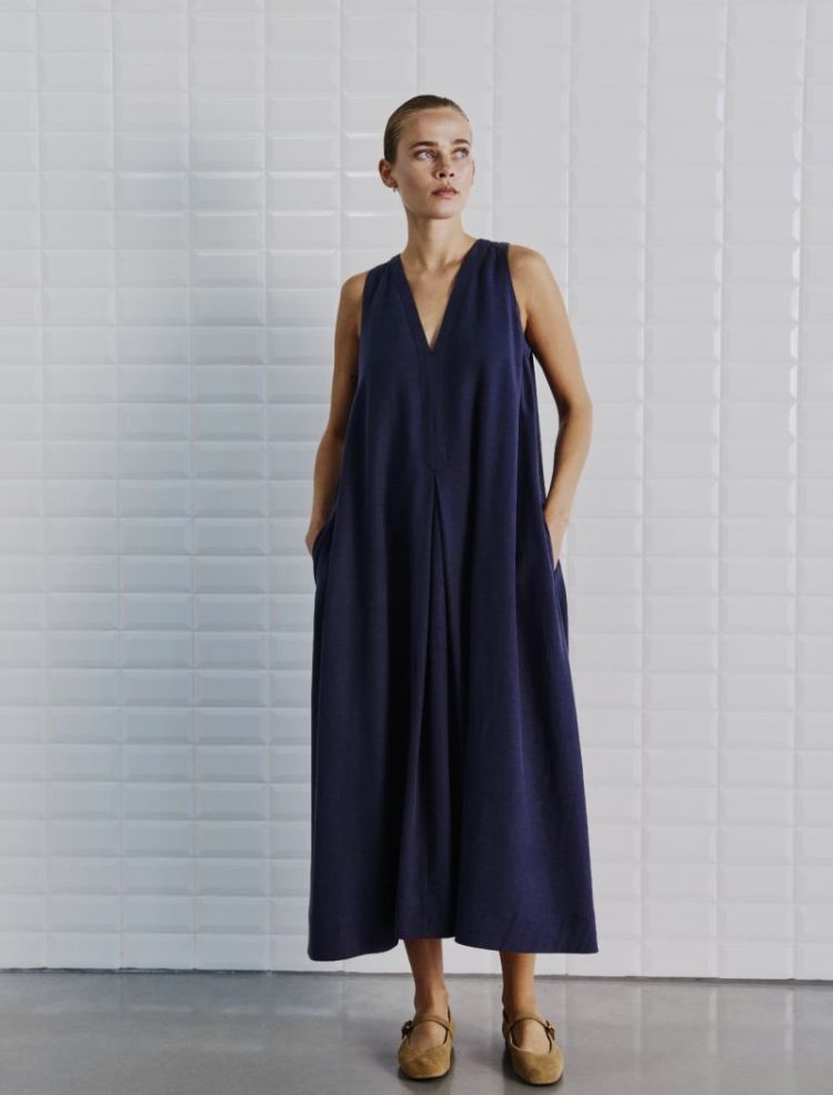 WBLIsolde SL Midi Dress Midnight Blue