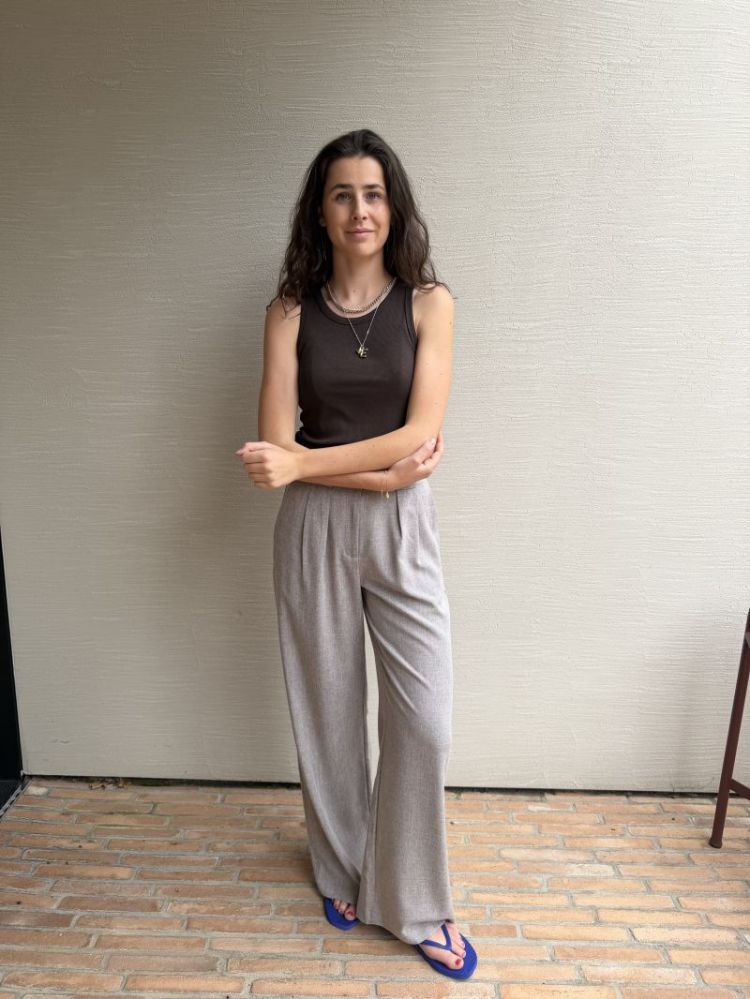 WBLTalia Tailore Pant Brown Nude text