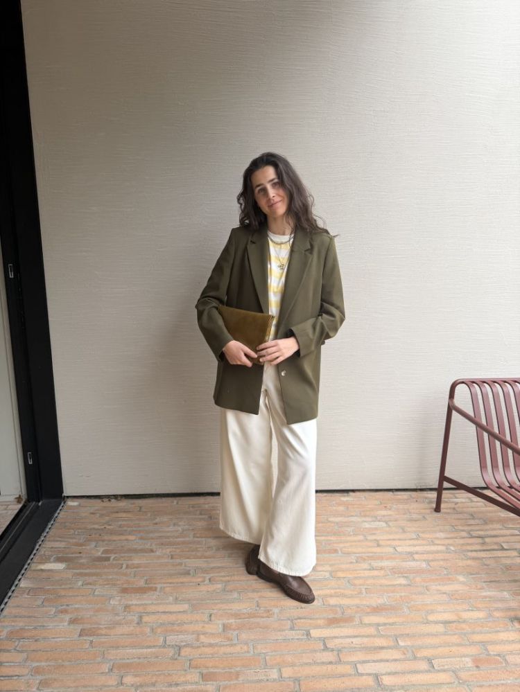 Gladysiw oversize jeans Ecru melange