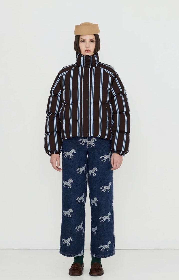 Striped short jacket U10 Striped