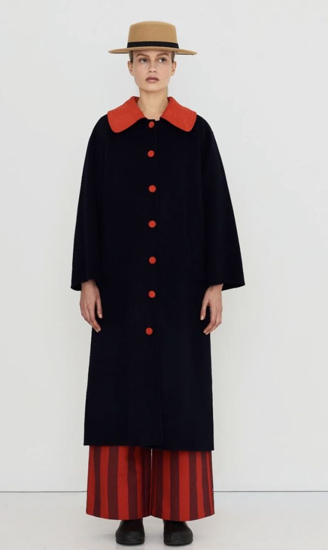 Long check coat 107 Long check
