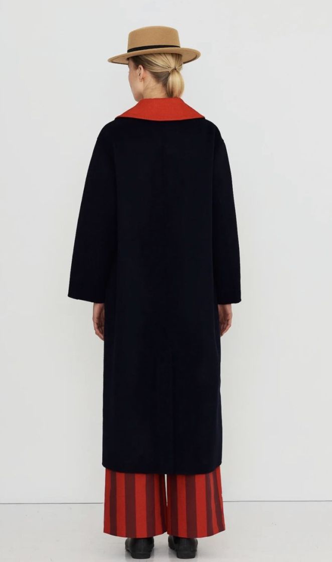Long check coat 107 Long check