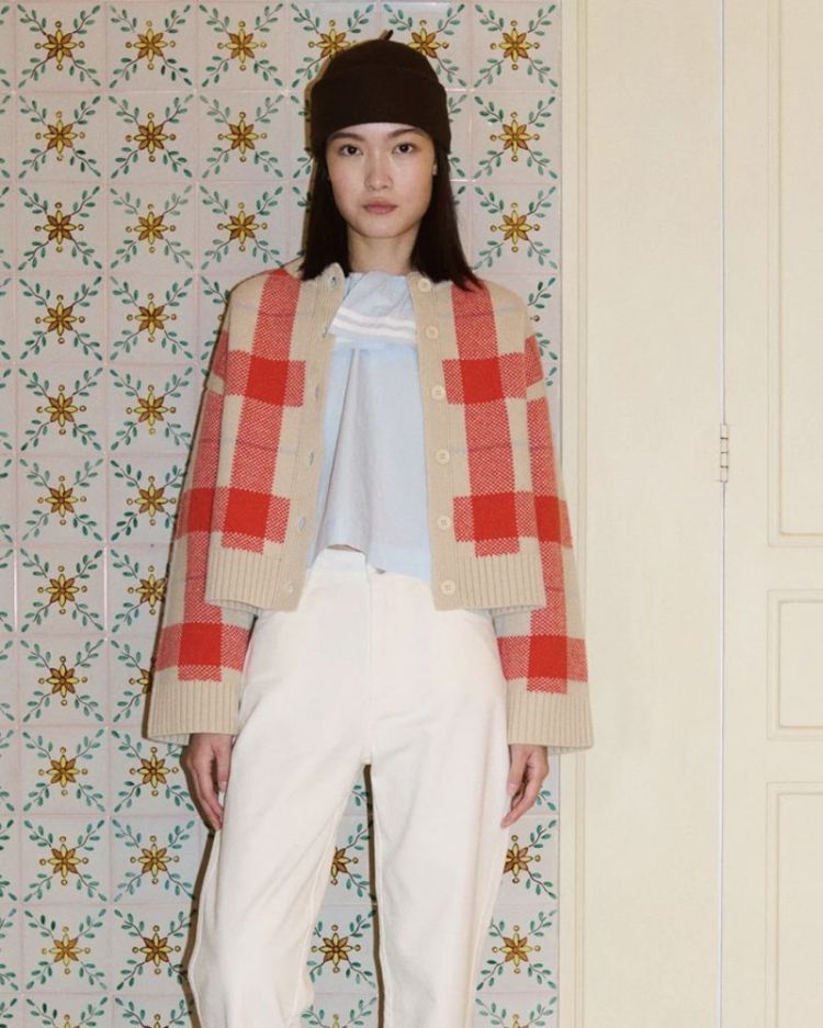 Check cardigan Check M01