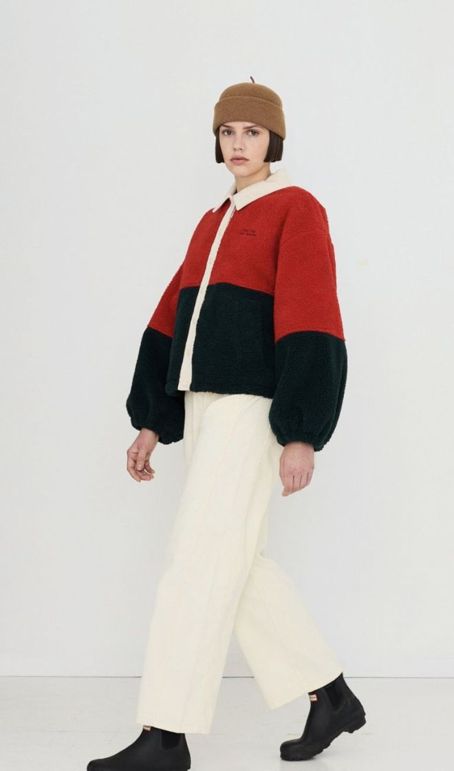 Color blocked sherpa jacket U32 Color block