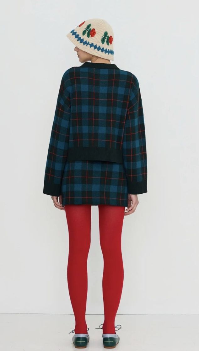 Checks jacquard cardigan U05 Checks jacq