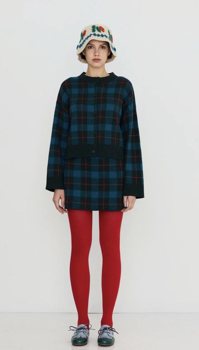 Checks jacquard cardigan U05 Checks jacq