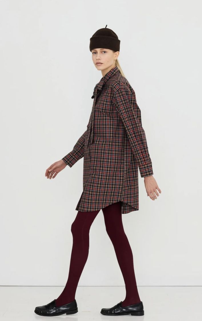 check bow neck dress U26 check bow