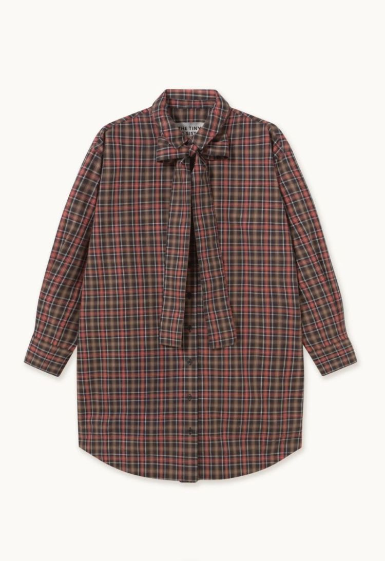 check bow neck dress U26 check bow