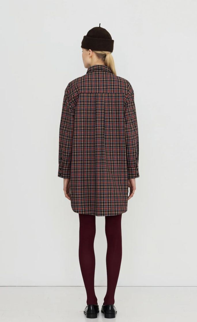 check bow neck dress U26 check bow
