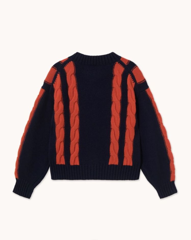 Cable round neck cardigan Cable 107