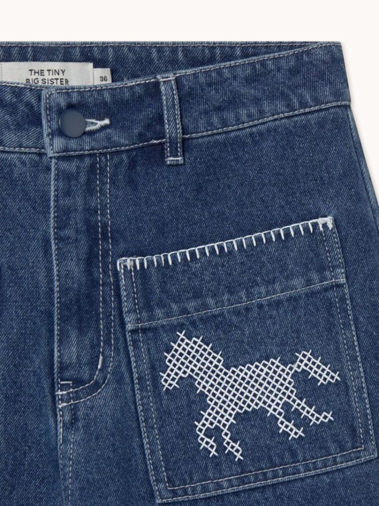 Embroidered horses denim U34 Embroidered