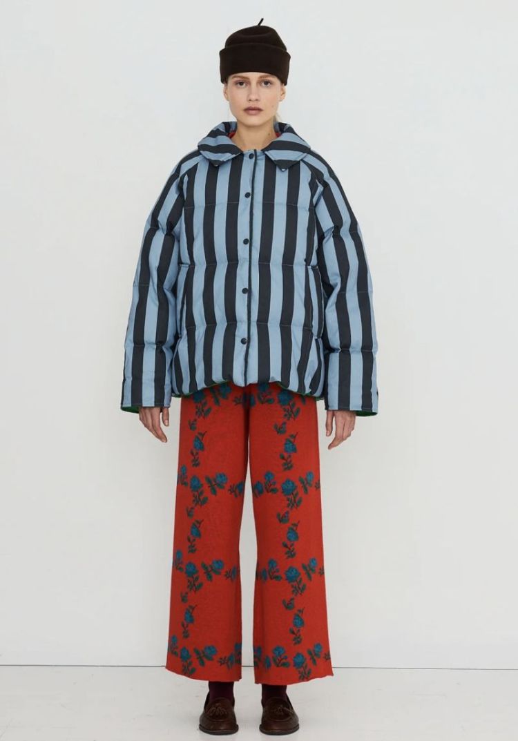 Striped medium length jacket U19 striped