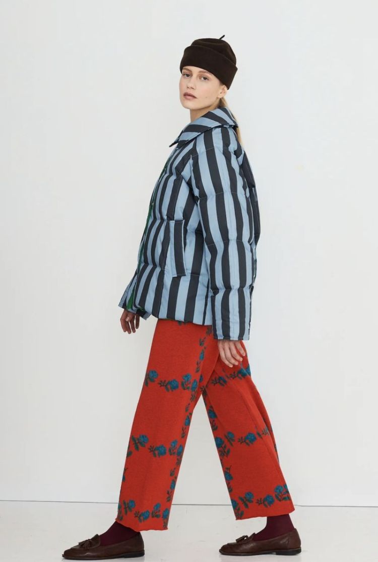 Striped medium length jacket U19 striped