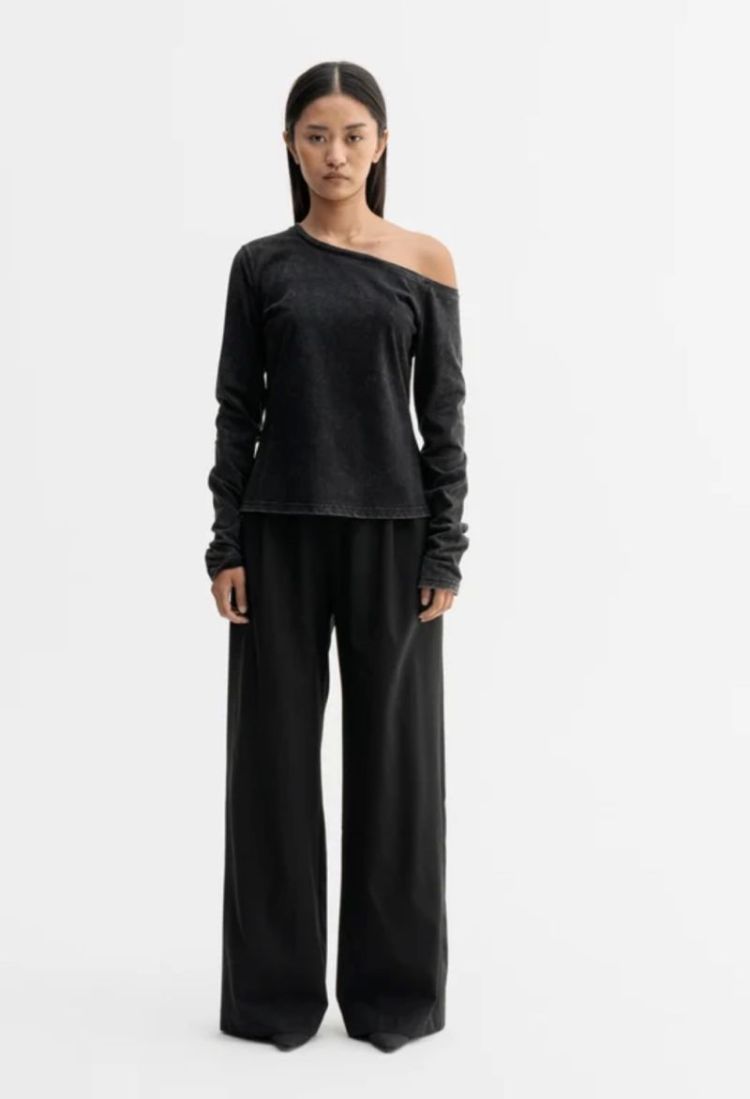 Chiney jersey blouse-washed Black