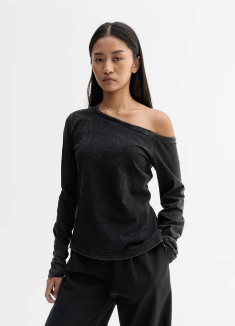 Chiney jersey blouse-washed Black