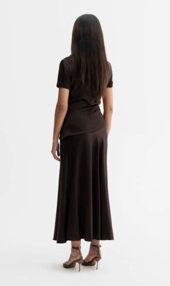 Hadi satin skirt Dark brown