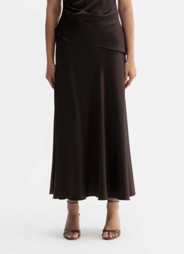 Hadi satin skirt Dark brown