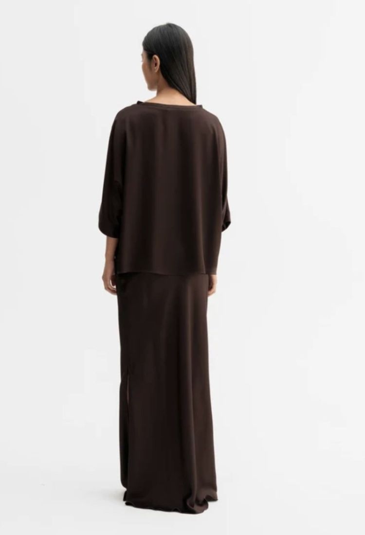 Tori satin tee Dark brown
