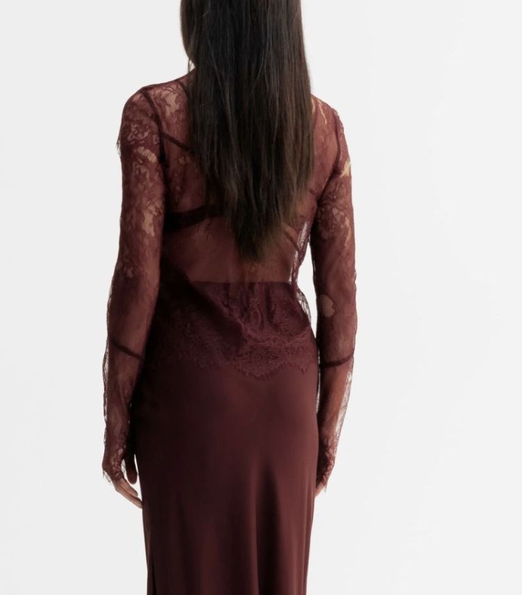 Edina lace tee Burgundy
