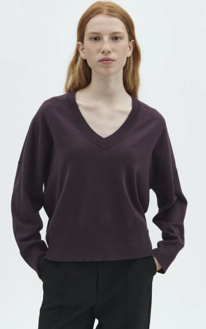Gillian V-M bravani knit  Deep purple