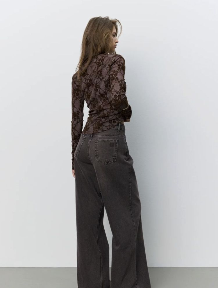 Faesw long sleeve velvet lace Dark plum