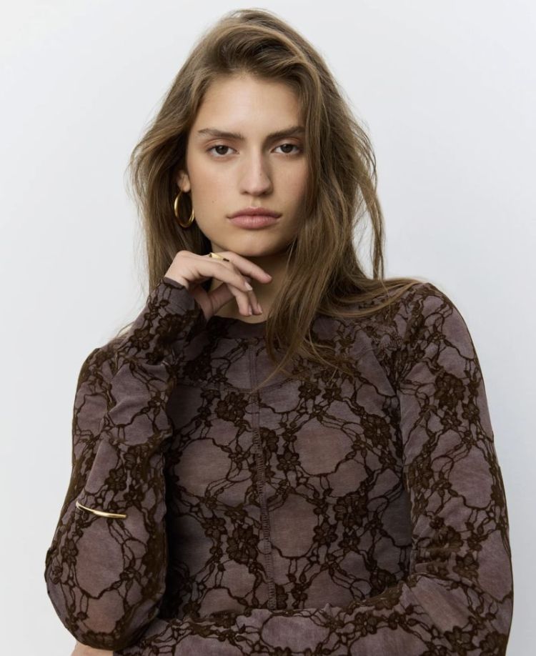 Faesw long sleeve velvet lace Dark plum