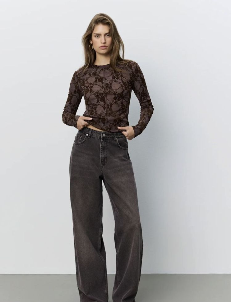 Faesw long sleeve velvet lace Dark plum