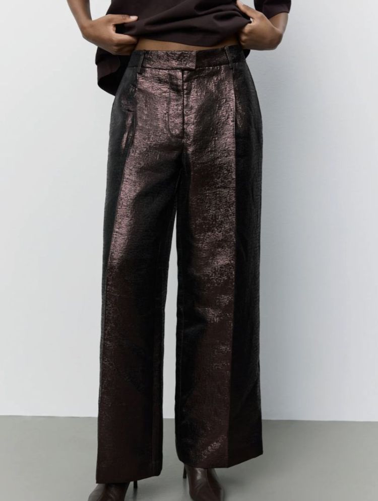 Hannesw wide leg jacquard trou Dark plum