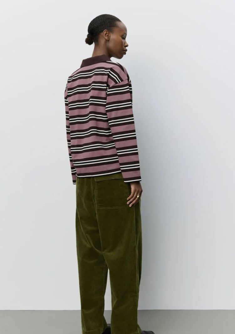 Priasw striped long sleeve pol Dark plum