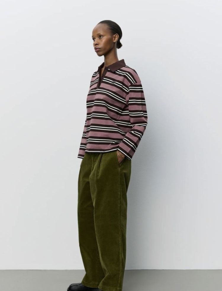 Priasw striped long sleeve pol Dark plum