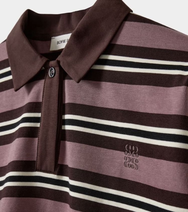 Priasw striped long sleeve pol Dark plum