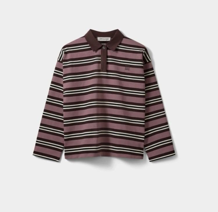 Priasw striped long sleeve pol Dark plum