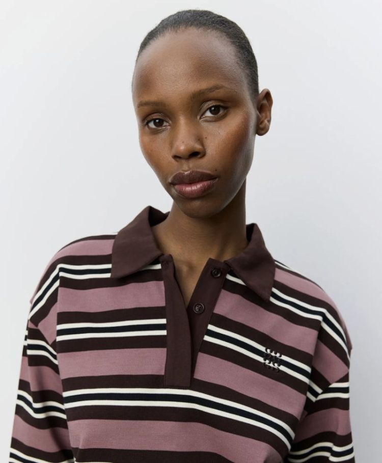 Priasw striped long sleeve pol Dark plum
