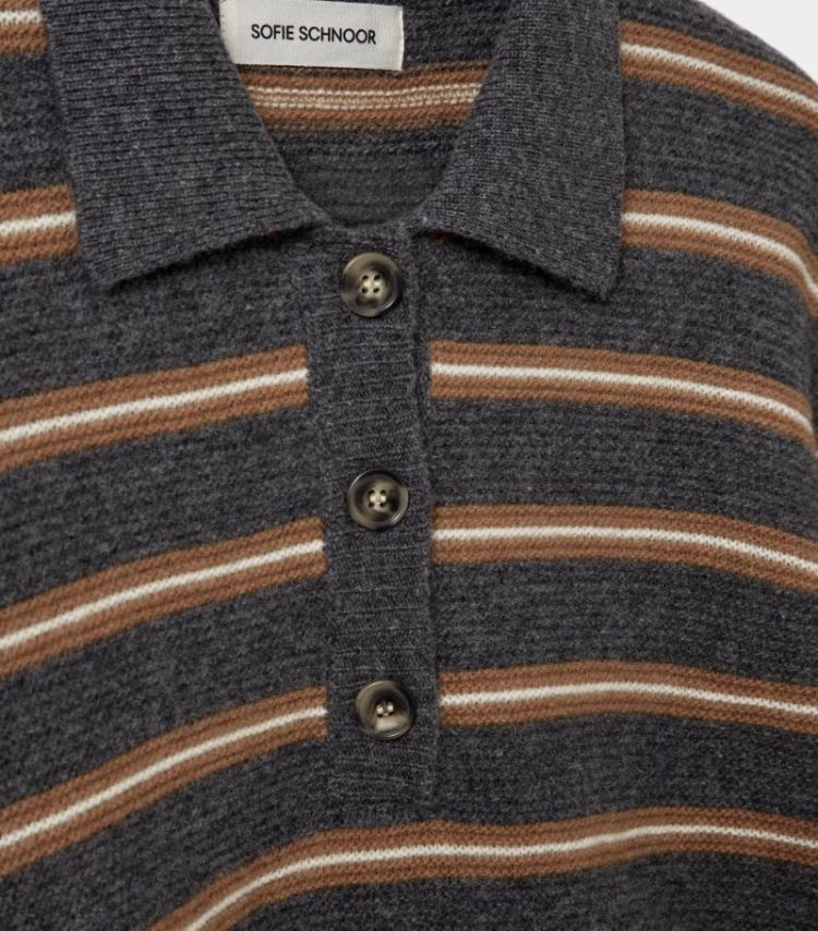 Stormasw striped knit polo dark grey melan