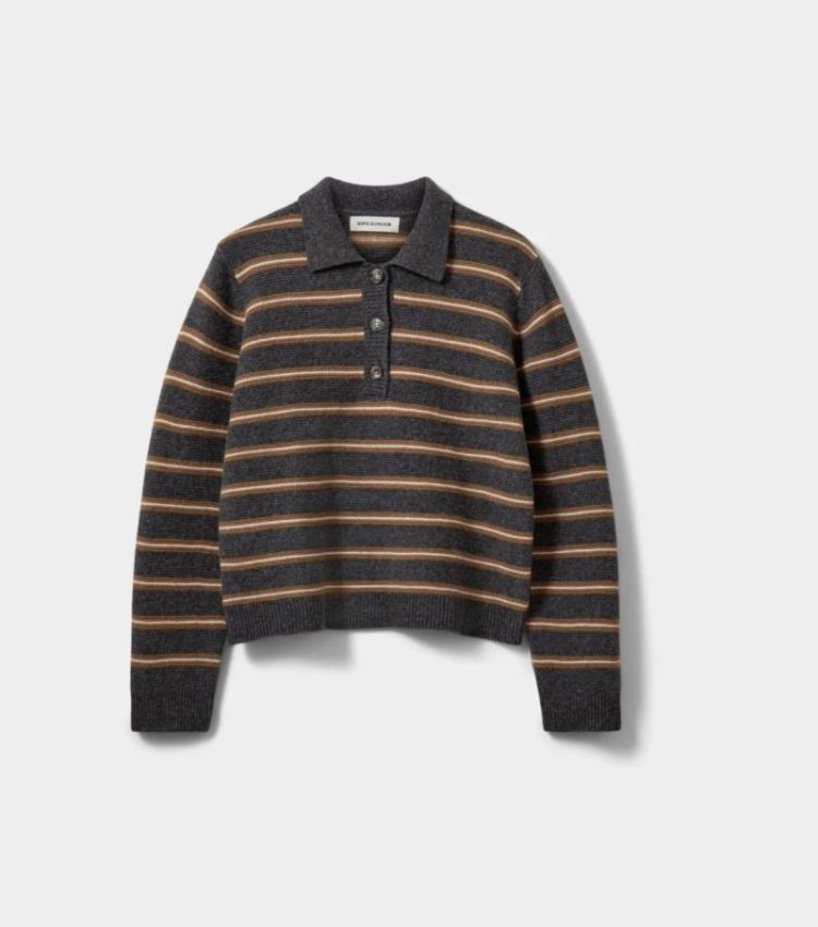 Stormasw striped knit polo dark grey melan