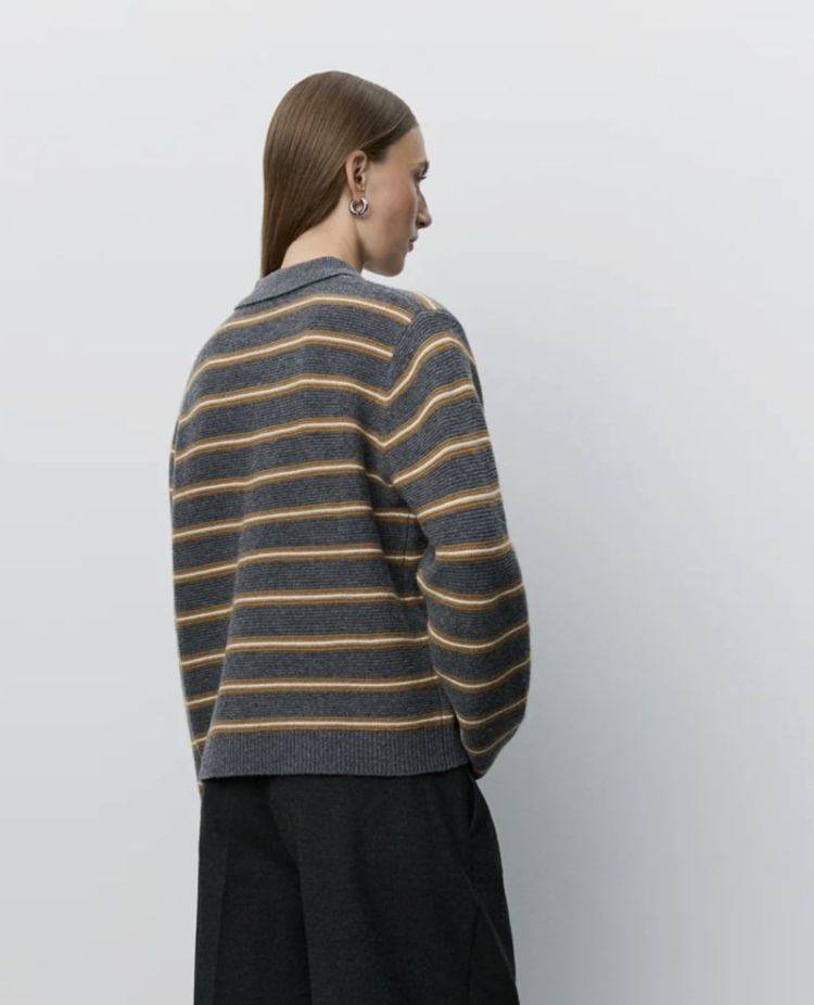 Stormasw striped knit polo dark grey melan