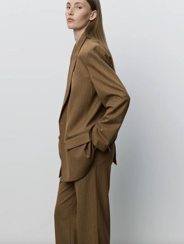 Avianasw oversize pinstripe bl Maple brown