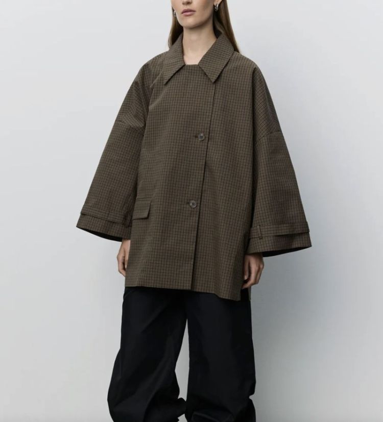 Selinasw oversize checked coat Brown check