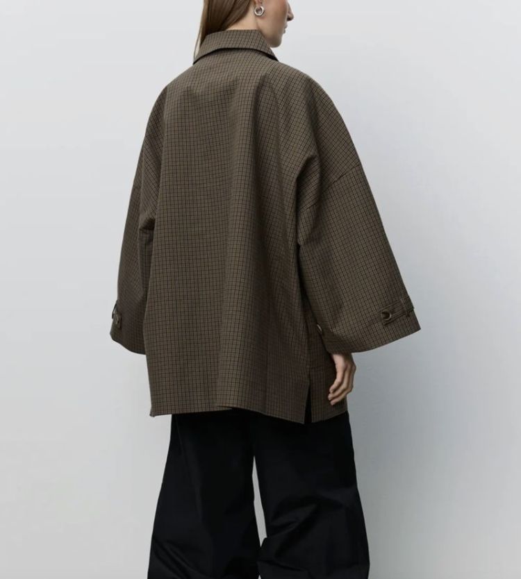 Selinasw oversize checked coat Brown check