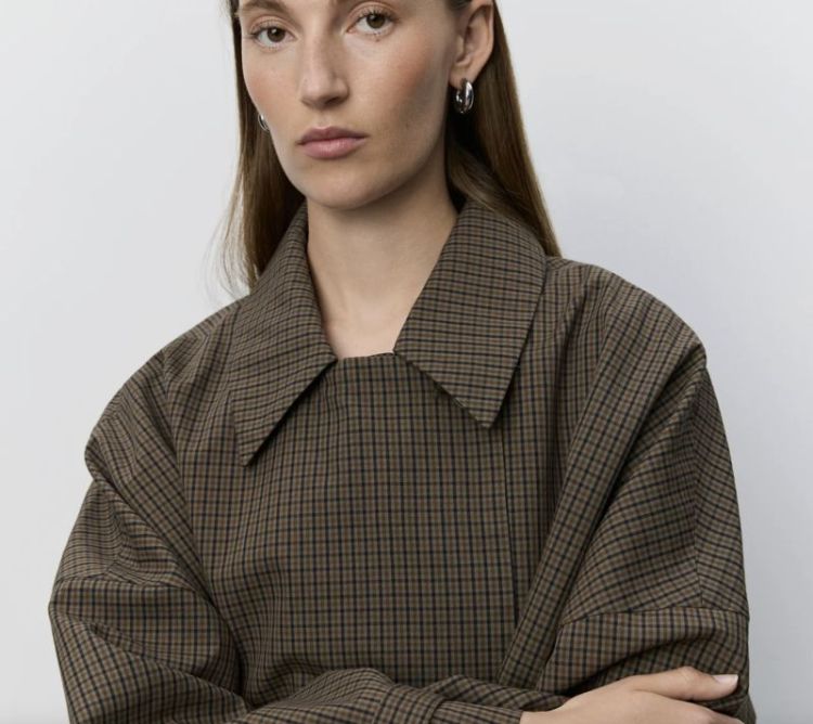 Selinasw oversize checked coat Brown check