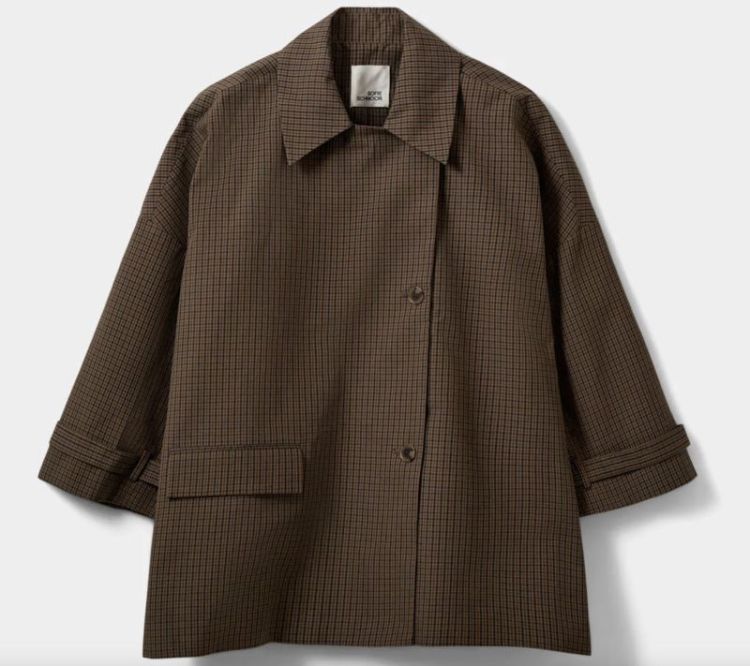 Selinasw oversize checked coat Brown check