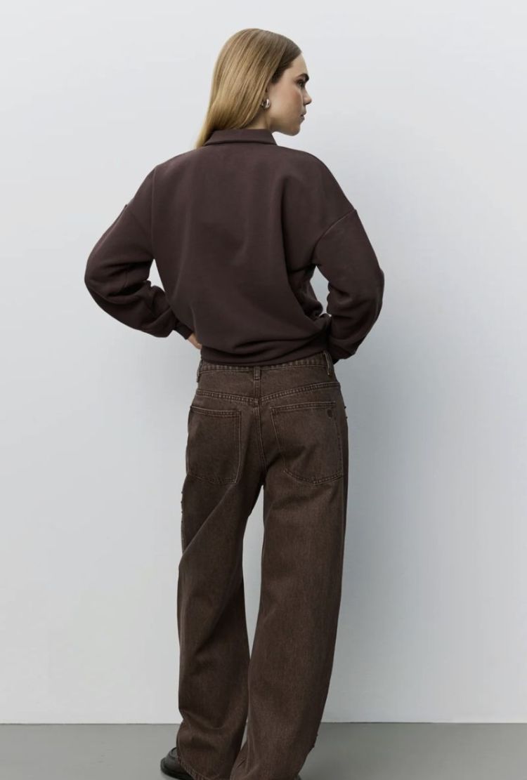 Lumesw oversized polo sweatshi dark brown