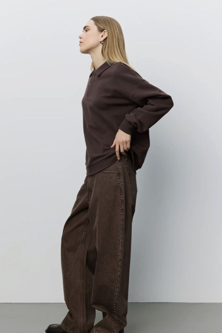 Lumesw oversized polo sweatshi dark brown