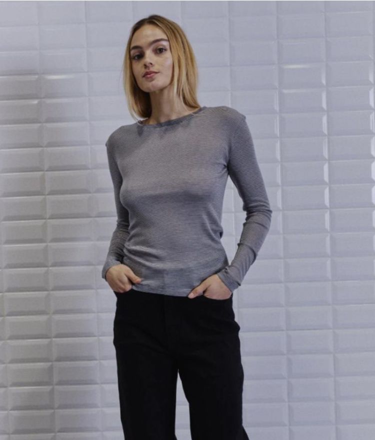 Wbljosefine ls tee Grey stripe
