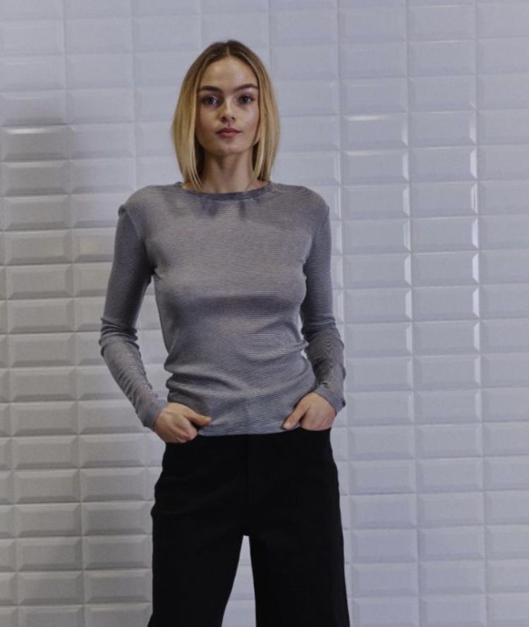 Wbljosefine ls tee Grey stripe