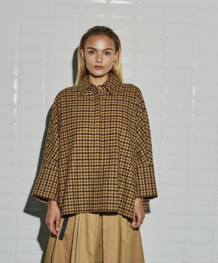 Wblmadison check bat shirt Camel check